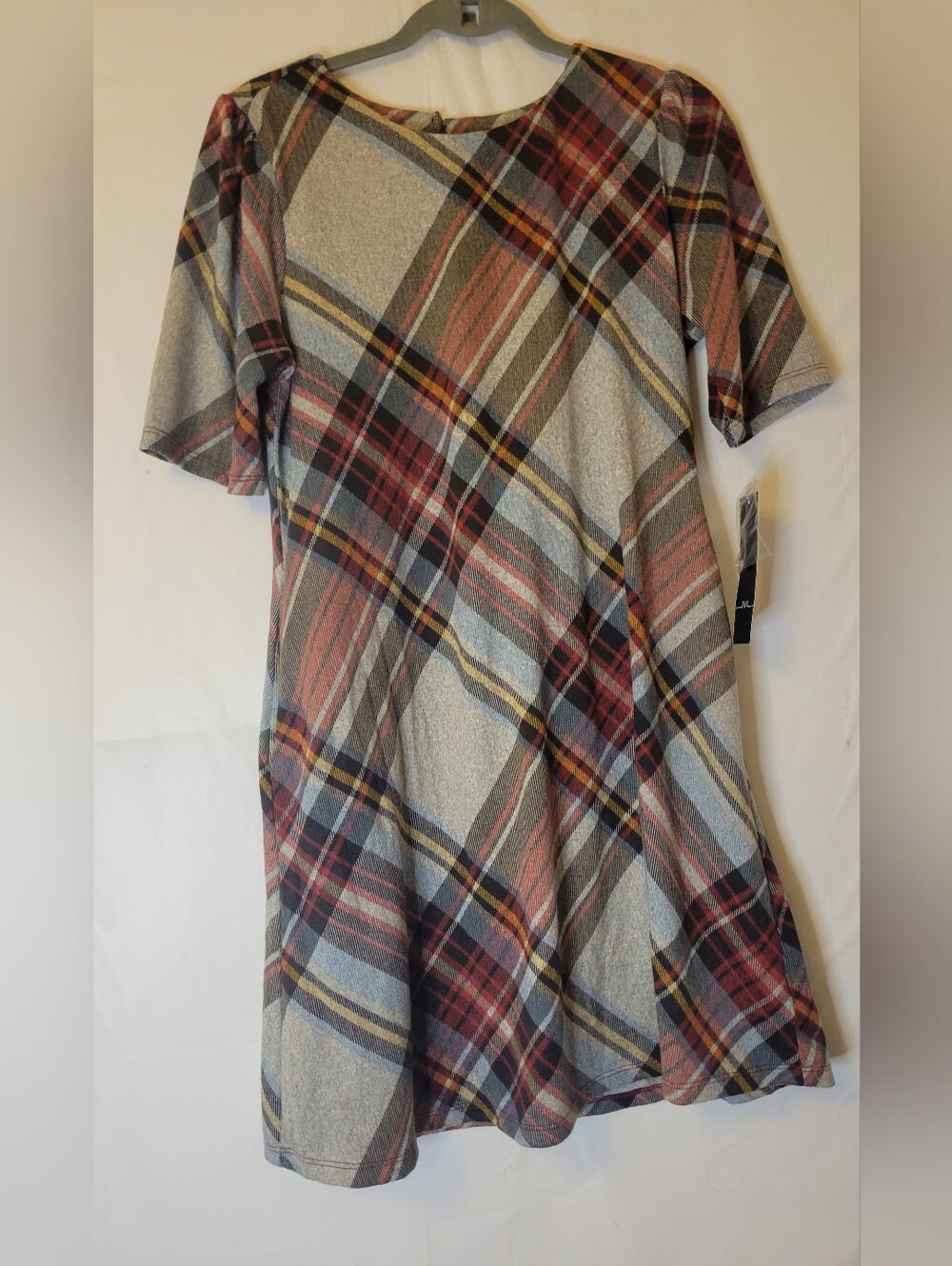 R&K Plaid Swing Dress in Gray, Red